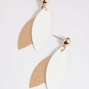 White Textured Petal Drop Earrings