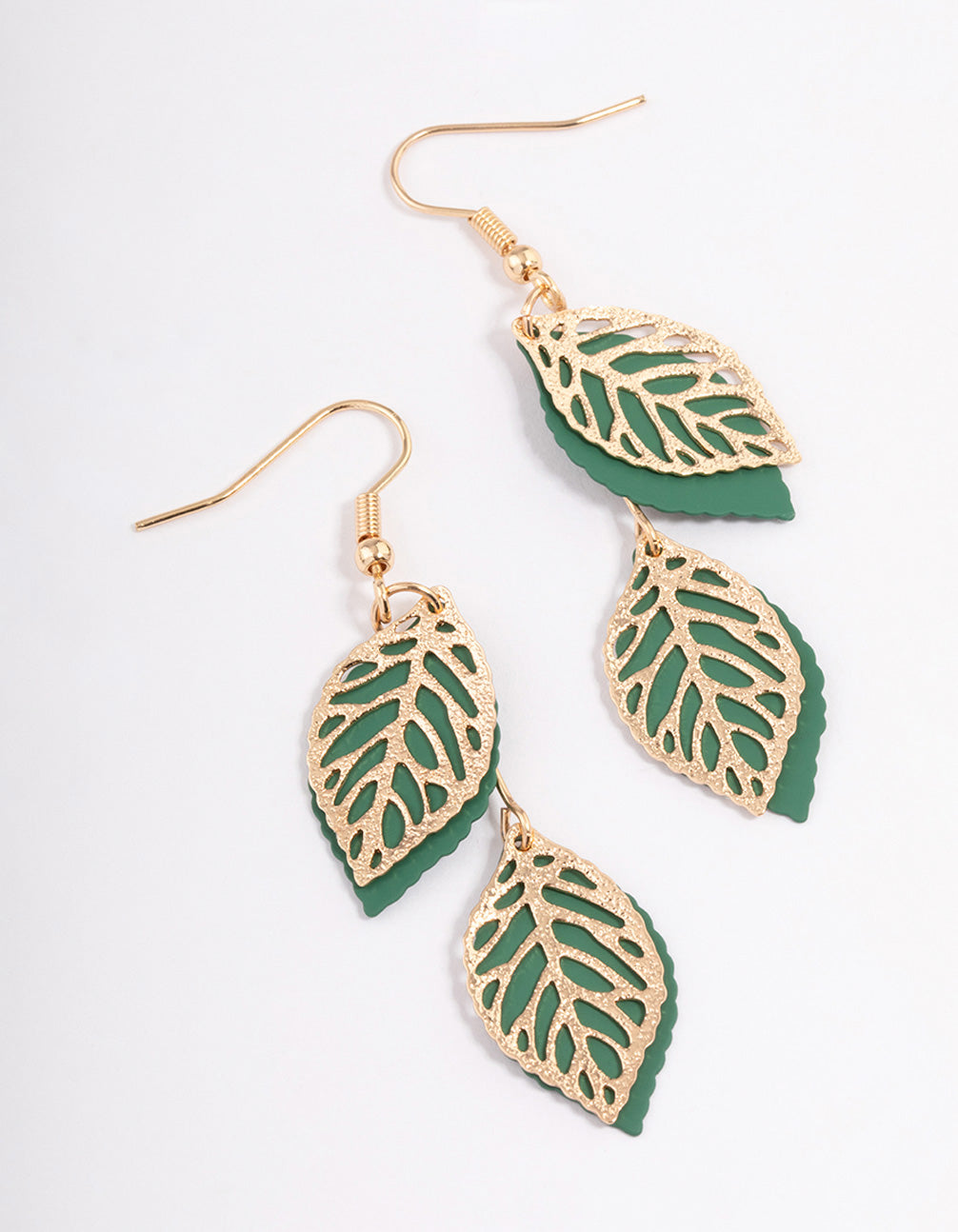 Green Filigree Petal Earrings