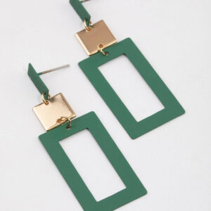 Green Graduating Rectangle Open Drop Earrings