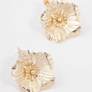 Textured Flower Hoop Earrings