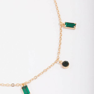 Emerald & Droplet Chain Necklace