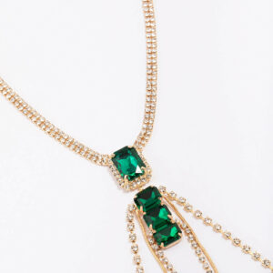 & Emerald Stone Drop Necklace