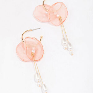 Fabric Flower Pearl Earrings