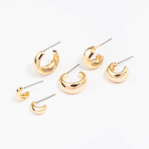 Mixed Gradual Simple Hoop Earring 3-Pack