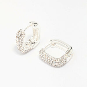 Square Pave Hoop Earrings