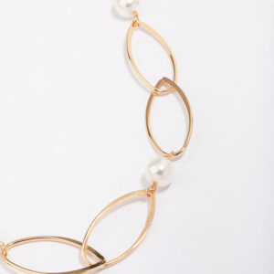 Oval Pearl Link Chain Necklace