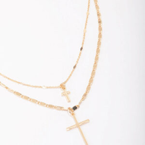 Double Cross Layered Necklace