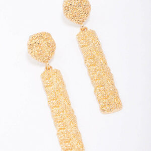 Long Rectangular Textured Drop Earrings