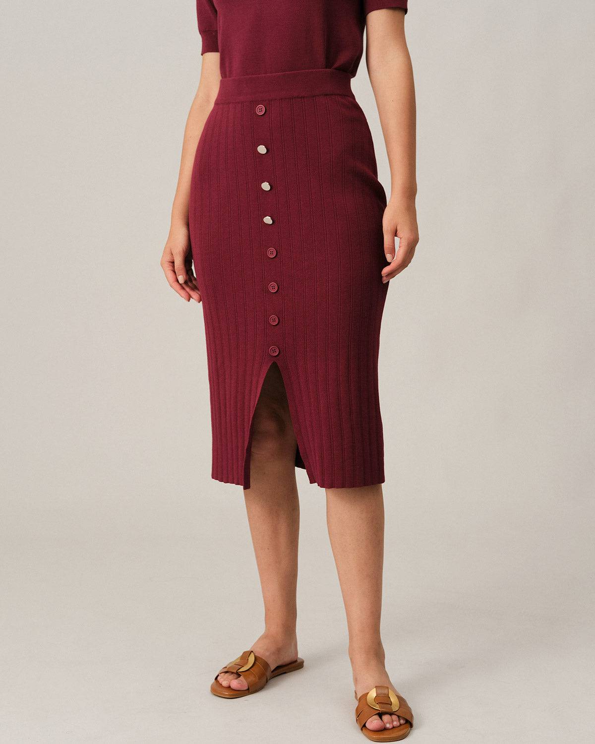 The Button Knit Bodycon Skirt