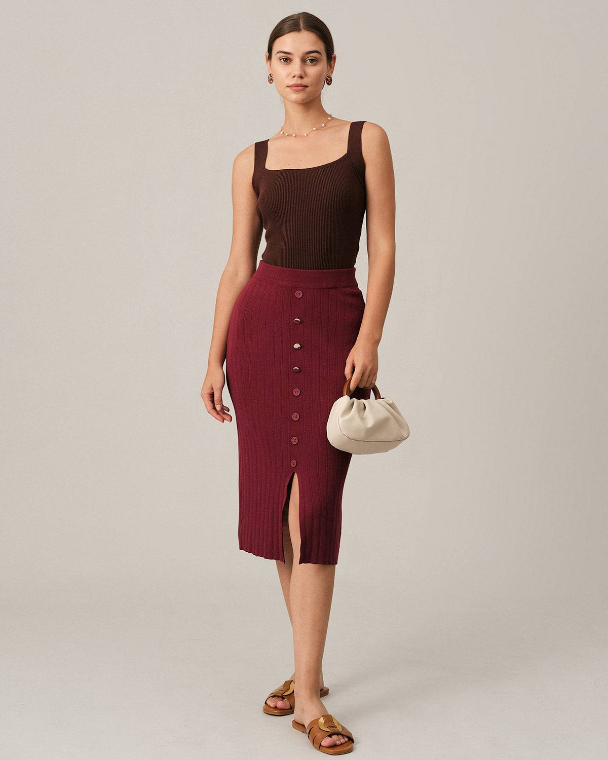 The Button Knit Bodycon Skirt - Image 3