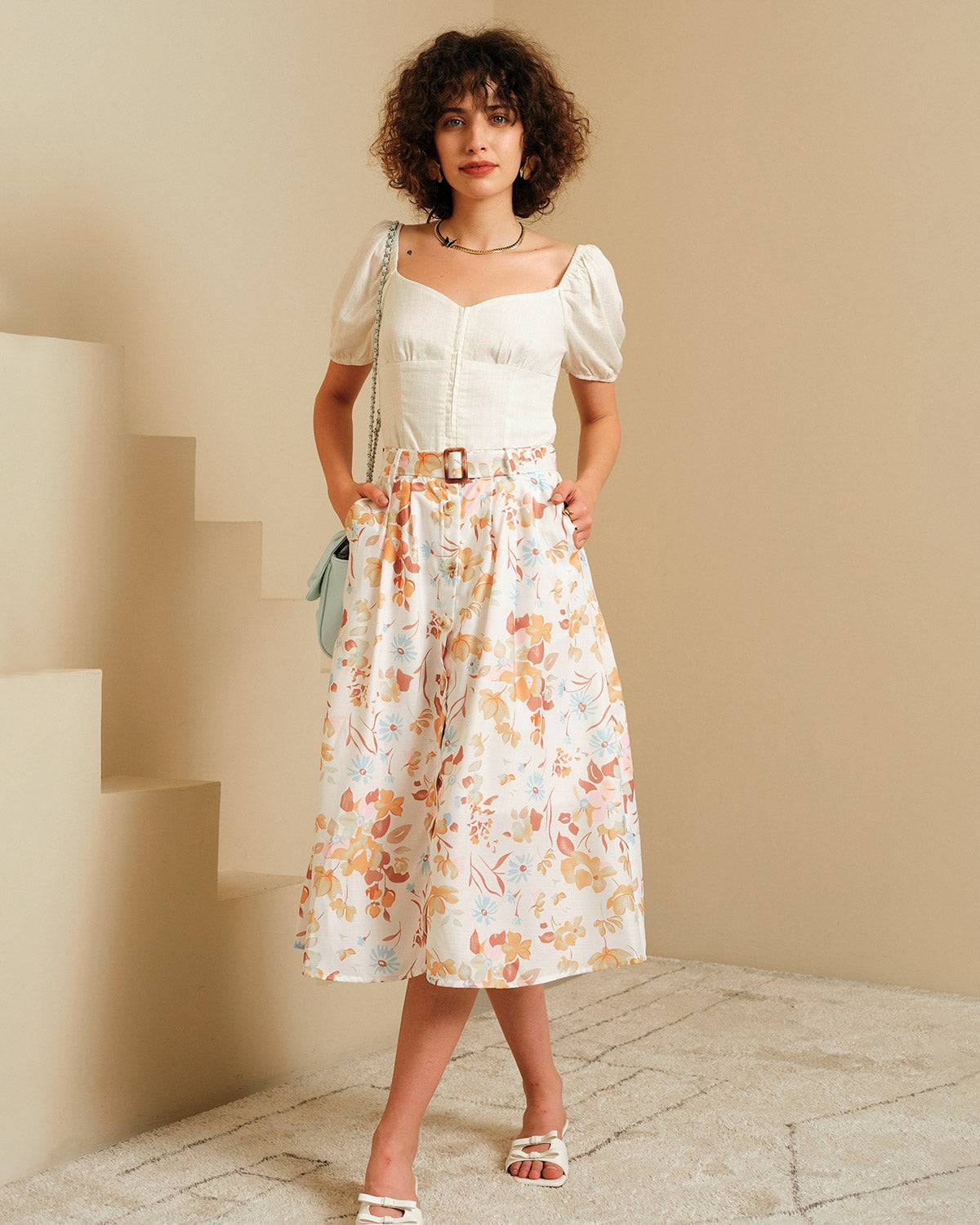 The Button-Up Belted Floral Skirt - Image 3