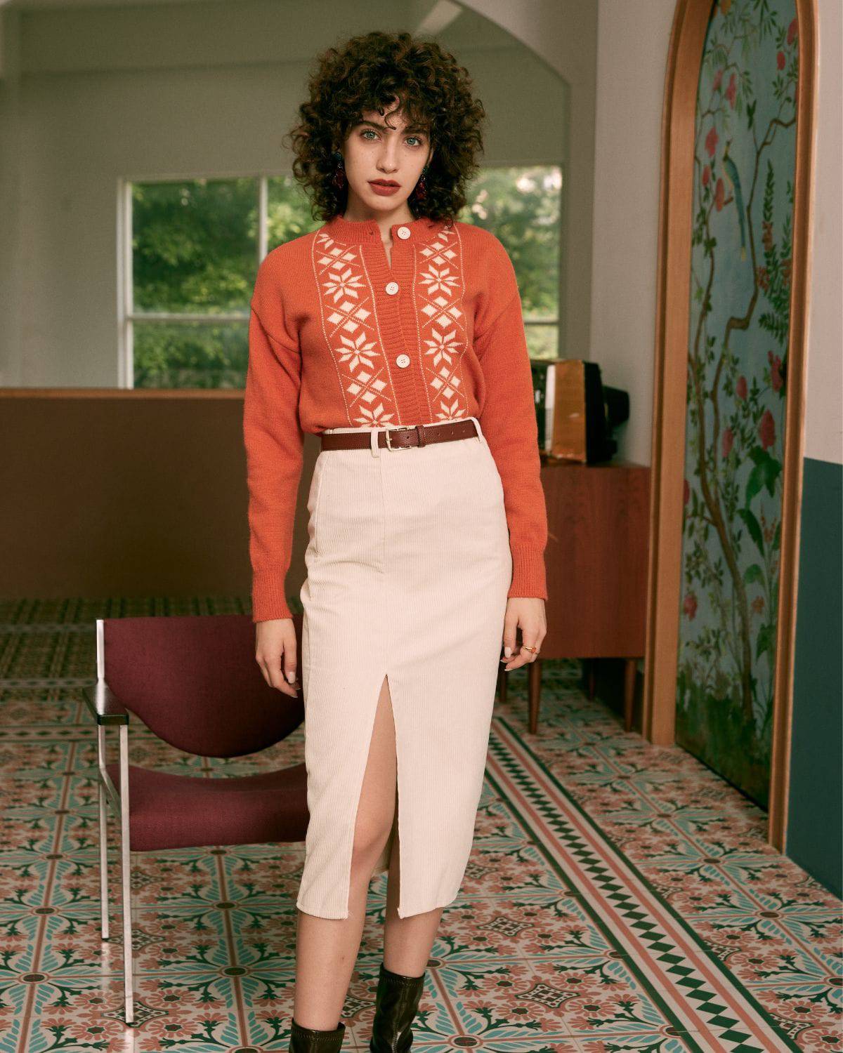 The Apricot High Waisted Side Slit Skirt