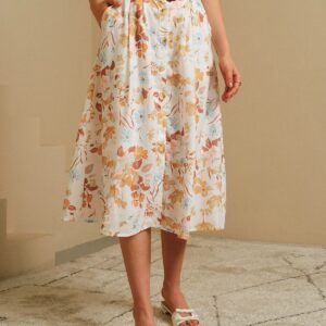 The Button-Up Belted Floral Skirt