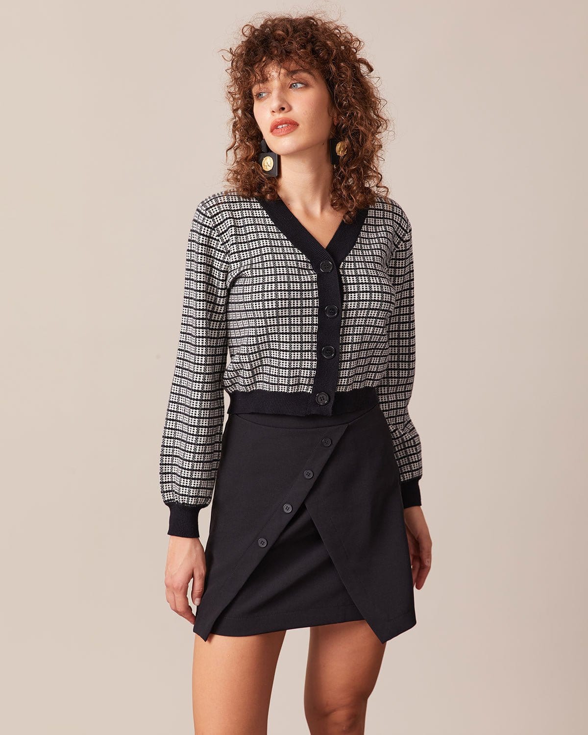 The Black High Waisted Button Mini Skirt - Image 3