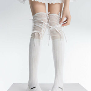 Ballet core bow patchwork stockings