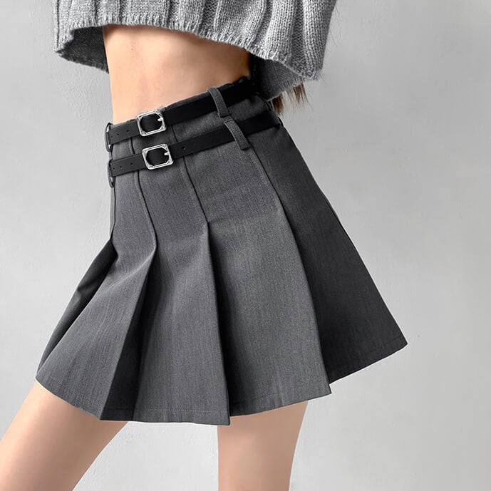 Double belts academia skirt - Image 4