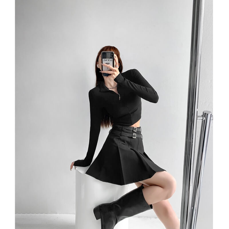 Double belts academia skirt - Image 5