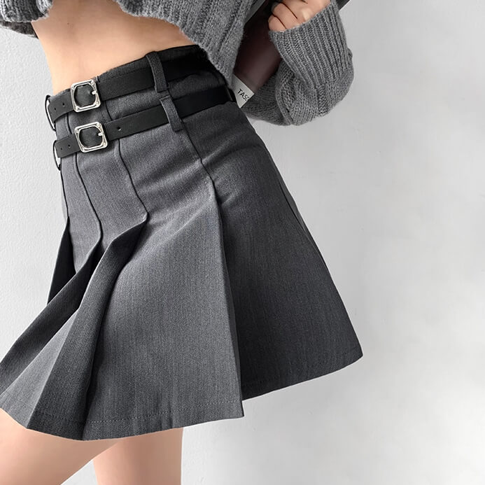 Double belts academia skirt - Image 8