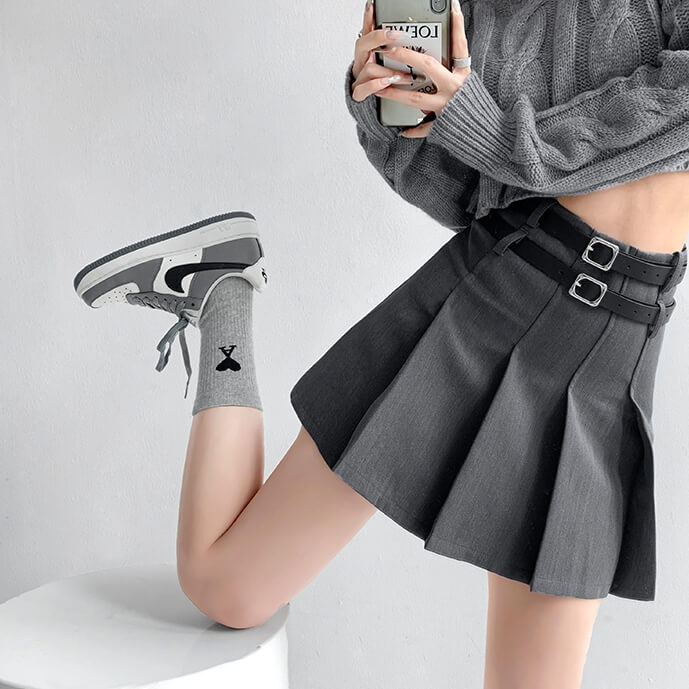 Double belts academia skirt - Image 7