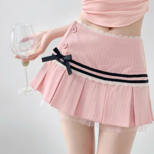 Girly academia pinstriped mini skirt