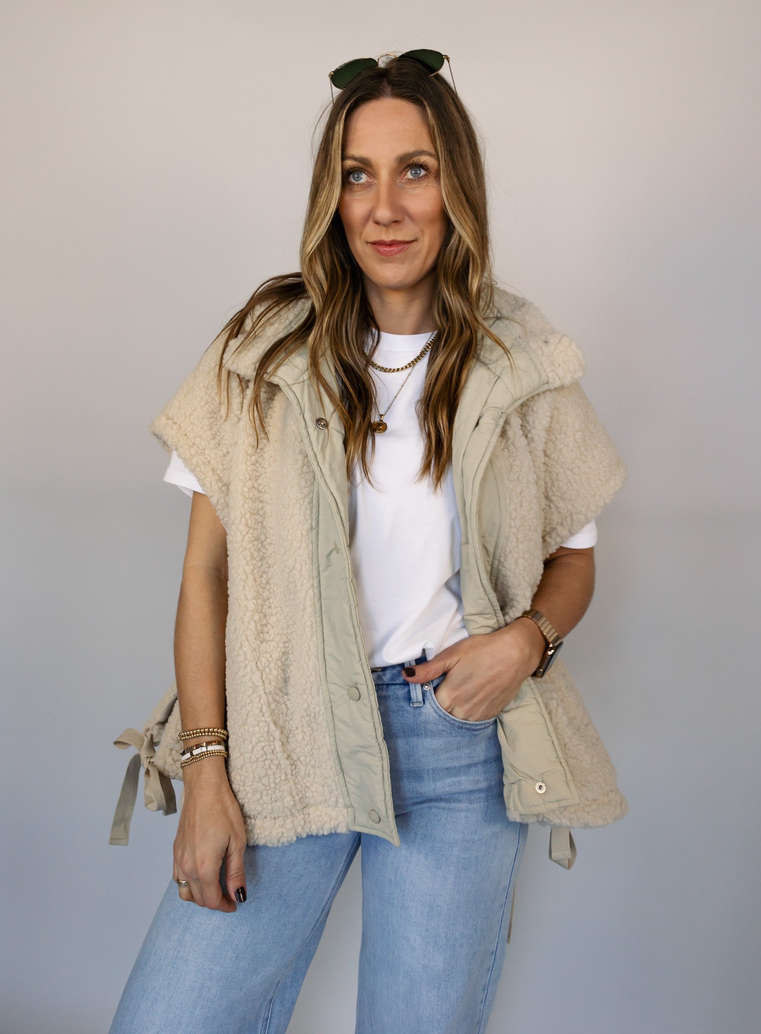 Teddy Utility Vest - Cream - Final Sale