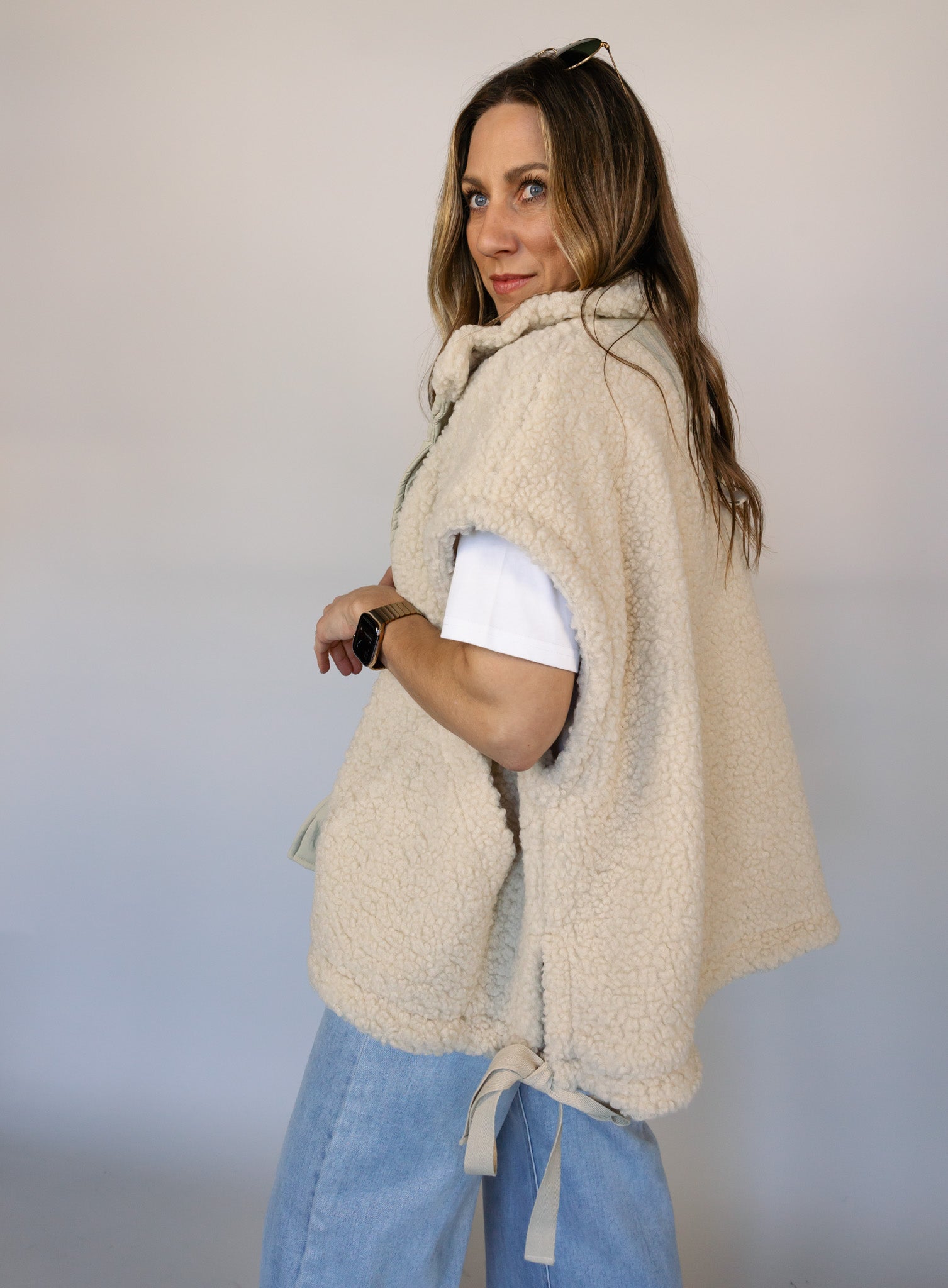 Teddy Utility Vest - Cream - Final Sale - Image 4