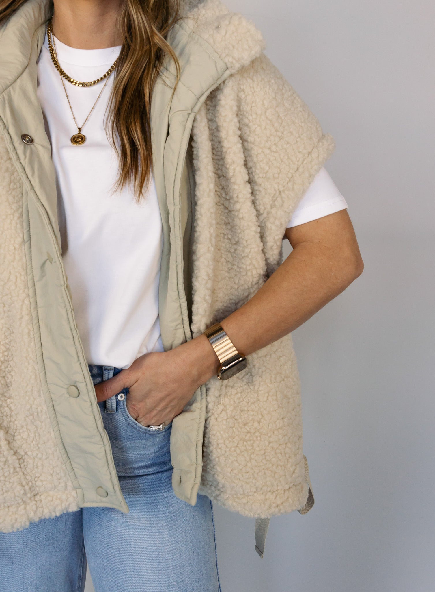 Teddy Utility Vest - Cream - Final Sale - Image 5