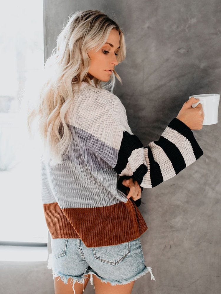 Boho Striped Casual Pullover Knit Sweater - Image 5
