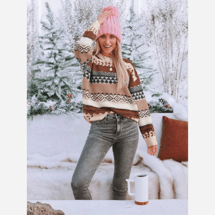 Boho Inspired Knit Pullover Sweater - Image 3