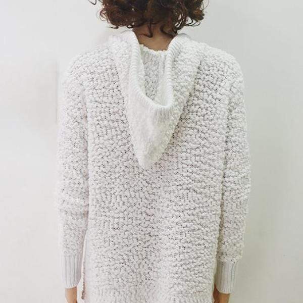 White Knit Hooded Sweater - Image 3